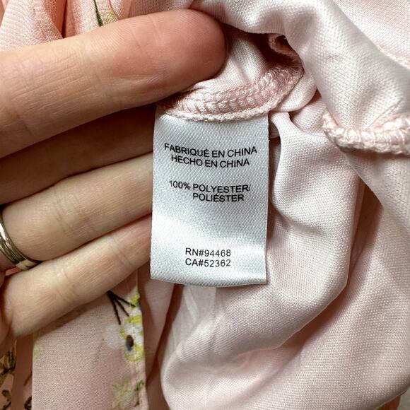 Avec Les Filles NWOT Pink Floral Boho Chiffon Bell Sleeves Maxi Dress Size 2 - Picture 9 of 9